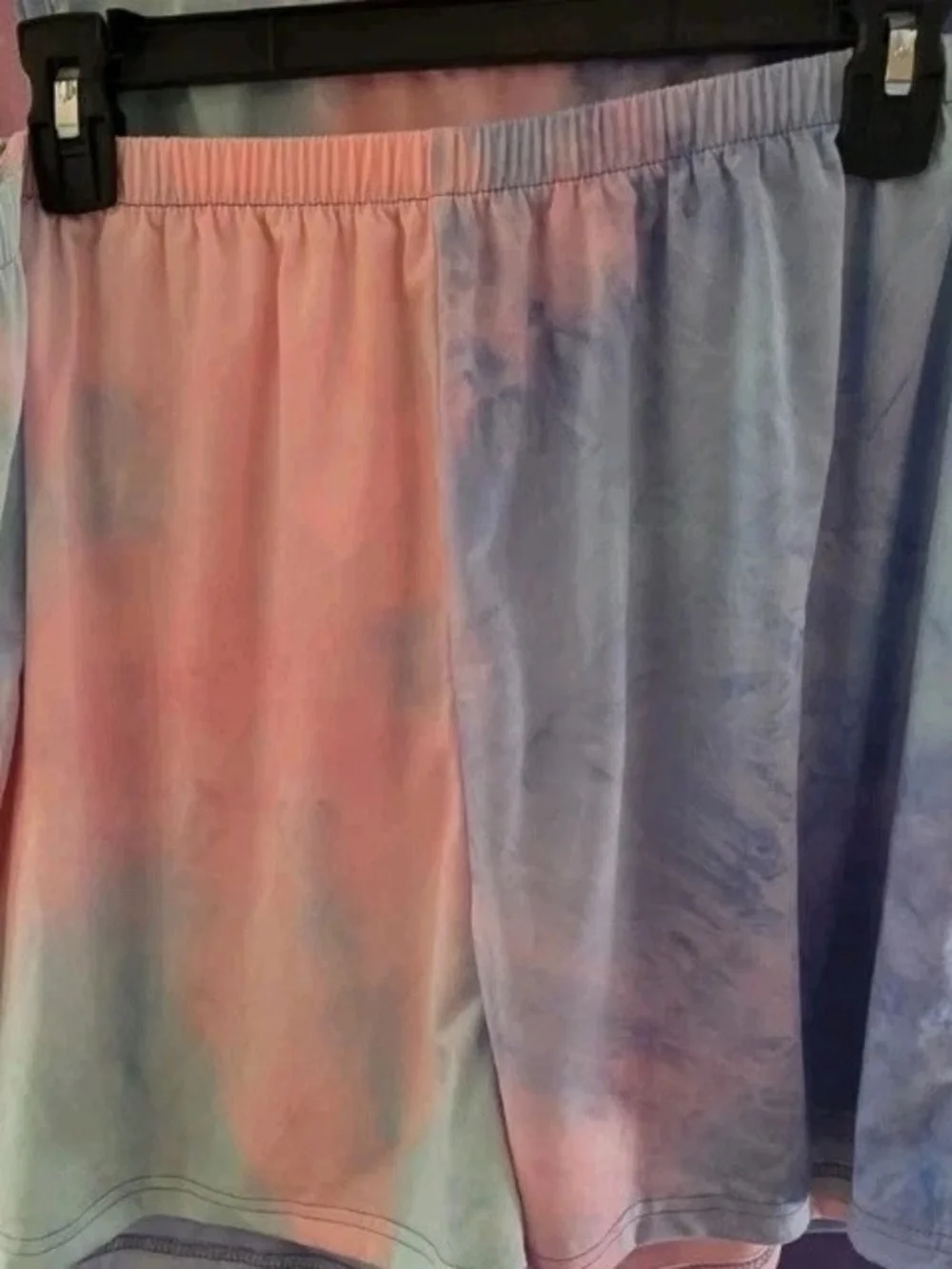 Tie-Dye Scoop Neck Tank & Lounge Shorts Set - Pink Blue